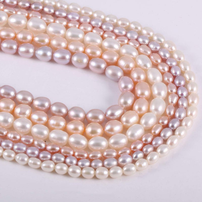 Zotoone Natural Pearl Freshwater Cultured Pearl Beads for Jewelry Making Oval Beads Punch Loose Beads Handmake DIY for Jewelry Making DIY Women Necklace Bracelet 8-9 mm Purple 14 inches - Image 5